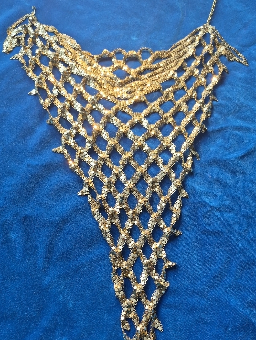 Gold Sequin Mesh Bib Necklace - Women Jewelry